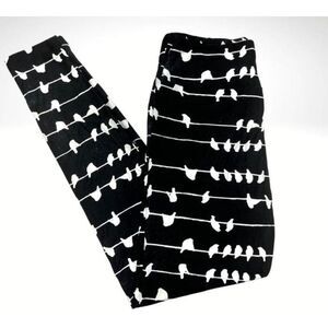 LuLaRoe Girls Leggings‎ Size 00-0 Juniors Birds On A Wire Black TW TWEEN NWT